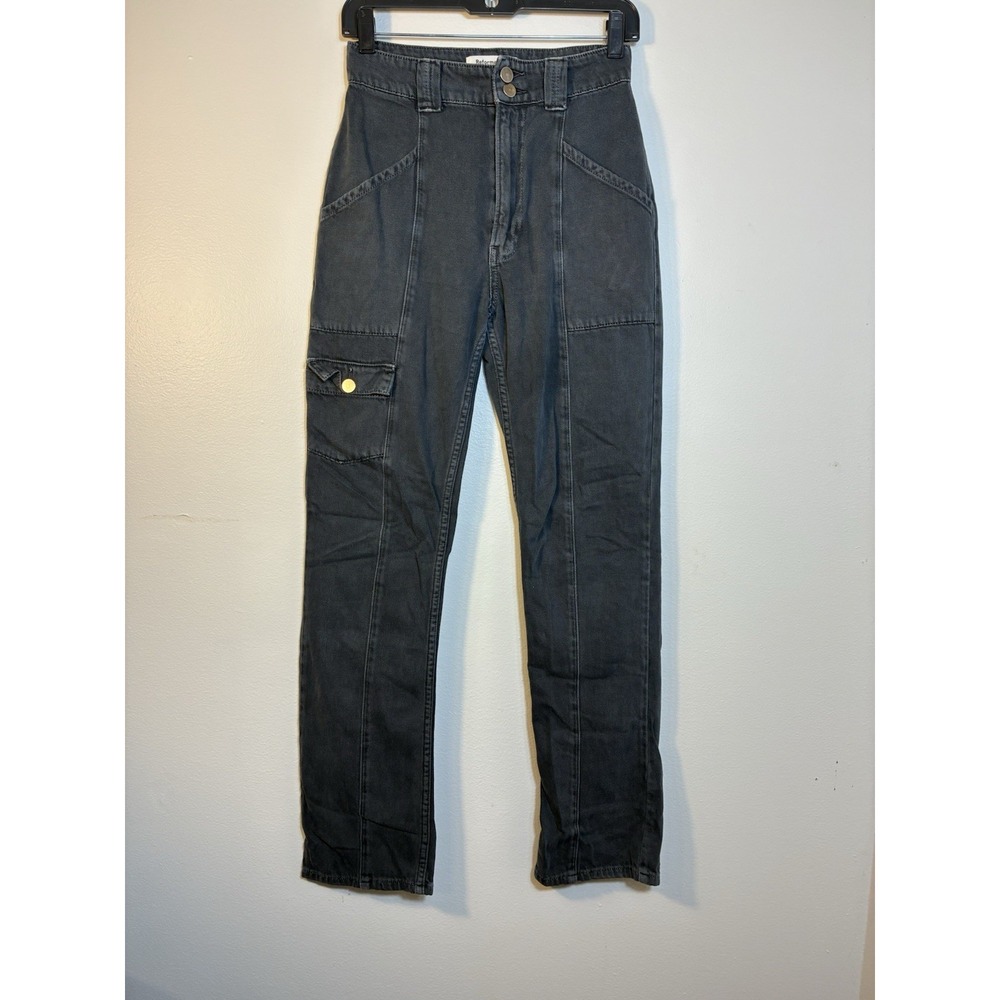 REFORMATION Kiley Cargo Pants Sz 25‎ Washed Black High Rise Casual Designer